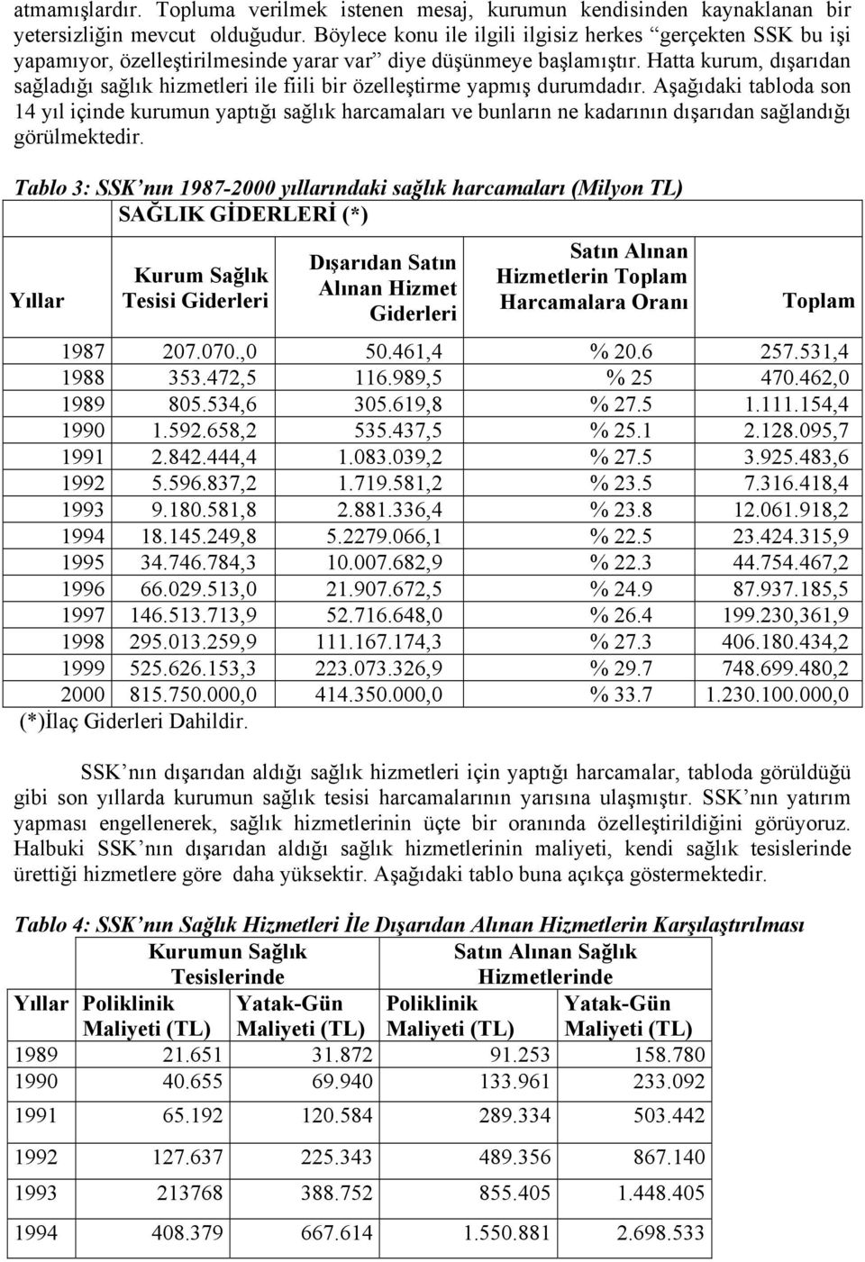 Hatta kurum, dışarıdan sağladığı sağlık hizmetleri ile fiili bir özelleştirme yapmış durumdadır.