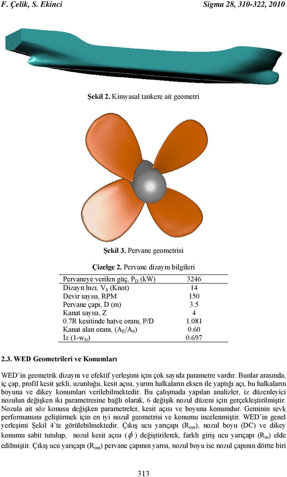 081 Kanat alan oranı, (A E /A 0 ) 0.60 İz (1-w N ) 0.697 2.3. WED Geometrileri ve Konumları WED in geometrik dizaynı ve efektif yerleşimi için çok sayıda parametre vardır.