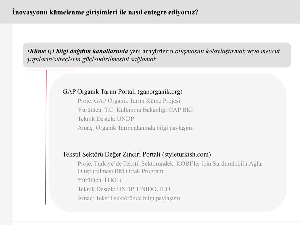 Portalı (gaporganik.org) Proje: GAP Organik Tarım Küme Projesi Yürütücü: T.C.