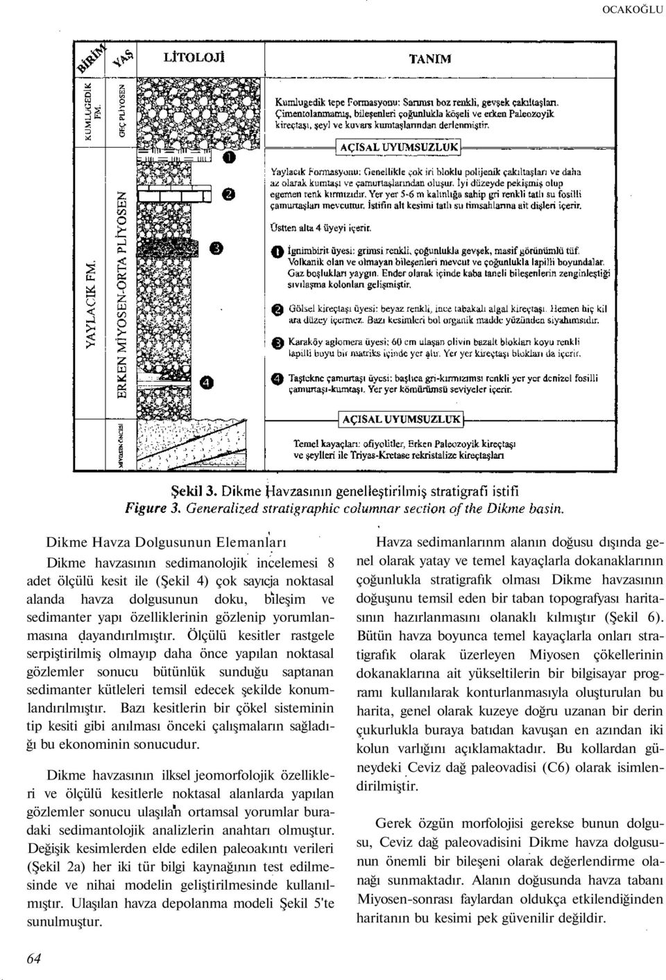 Ölçülü kesitler rastgele serpiştirilmiş olmayıp daha önce yapılan noktasal gözlemler sonucu bütünlük sunduğu saptanan sedimanter kütleleri temsil edecek şekilde konumlandırılmıştır.