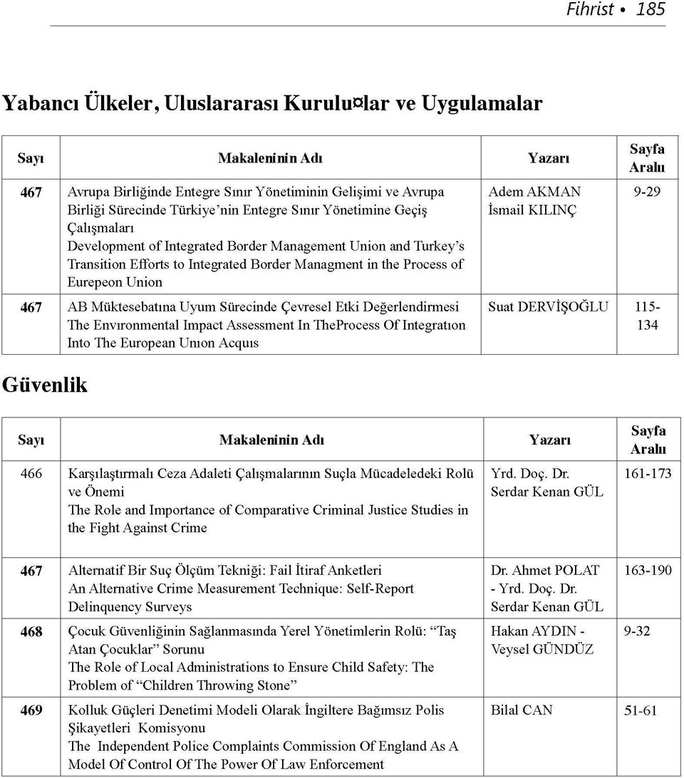 Müktesebatına Uyum Sürecinde Çevresel Etki Değerlendirmesi The Envıronmental Impact Assessment In TheProcess Of Integratıon Into The European Unıon Acquıs Güvenlik Adem AKMAN İsmail KILINÇ Sayfa