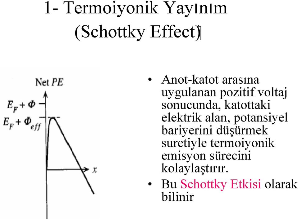 elektrik alan, potansiyel bariyerini düşürmek suretiyle