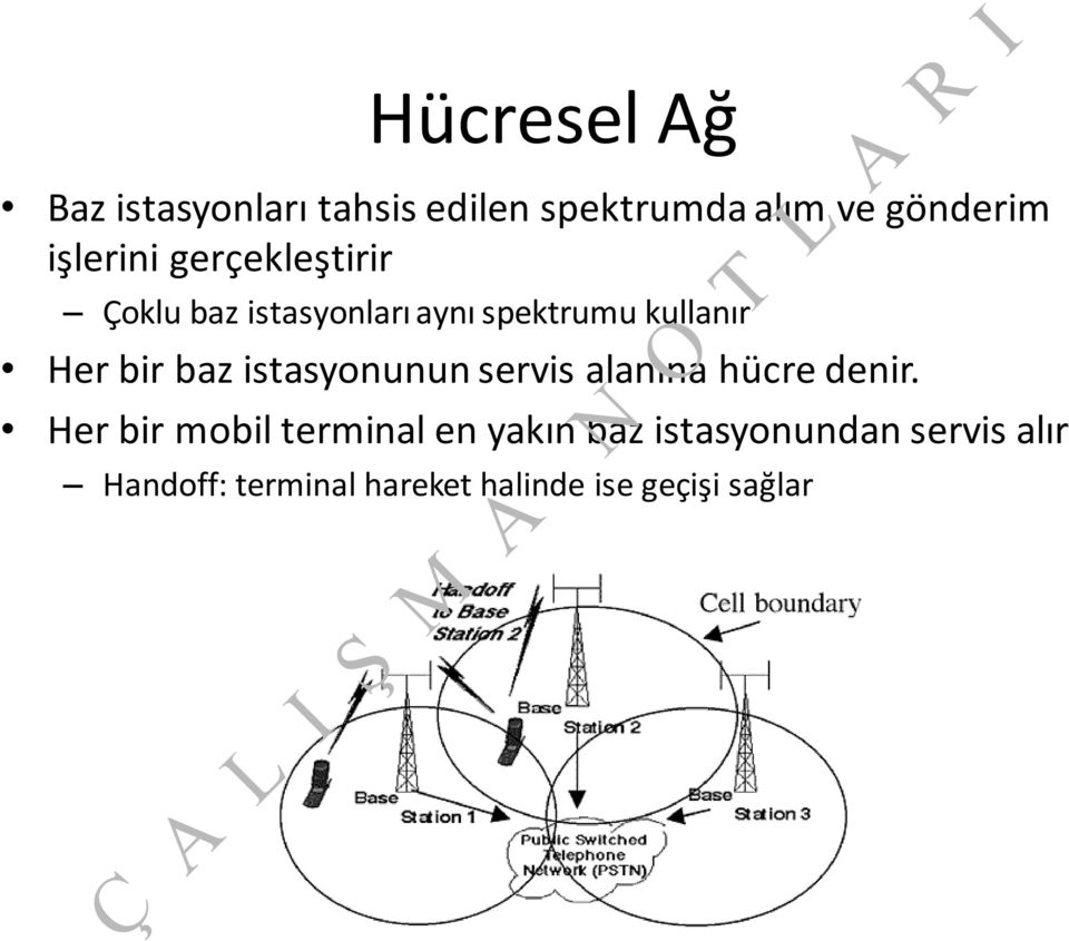 bir baz istasyonunun servis alanına hücre denir.