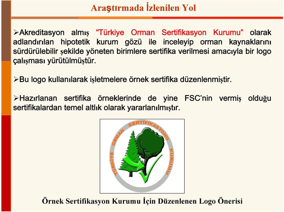 yürütülmüştür. Bu logo kullanılarak işletmelere örnek sertifika düzenlenmiştir.