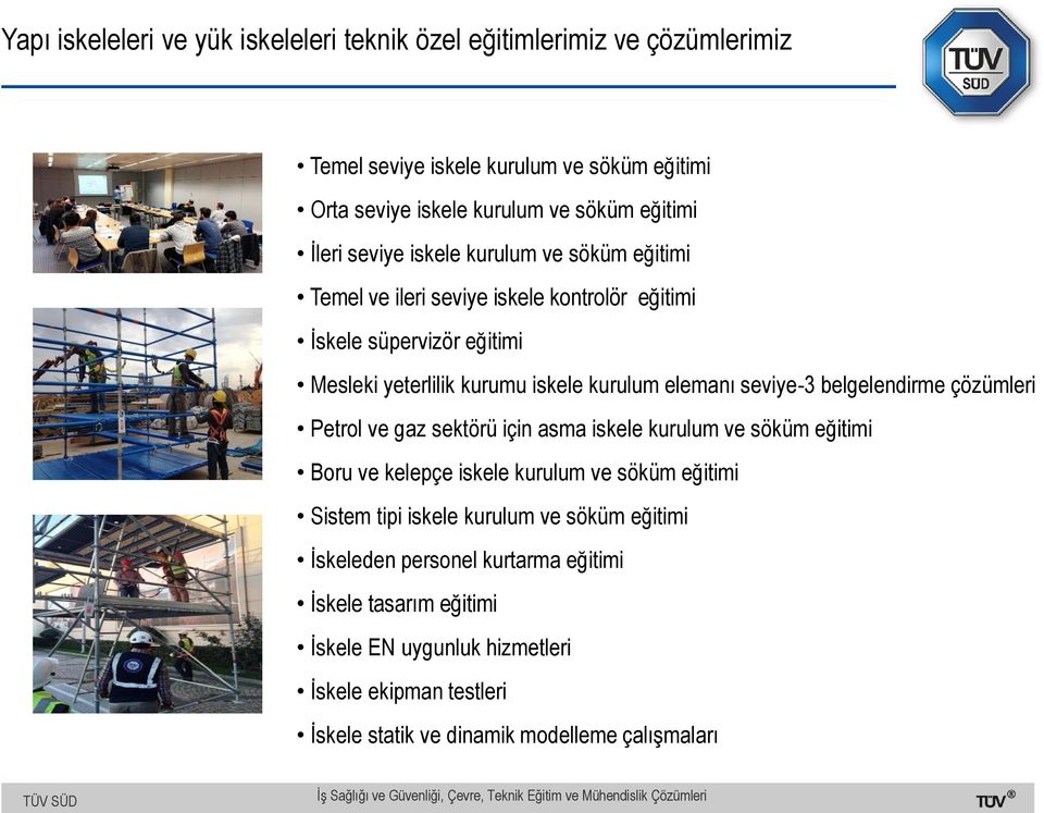 seviye-3 belgelendirme çözümleri Petrol ve gaz sektörü için asma iskele kurulum ve söküm eğitimi Boru ve kelepçe iskele kurulum ve söküm eğitimi Sistem tipi iskele