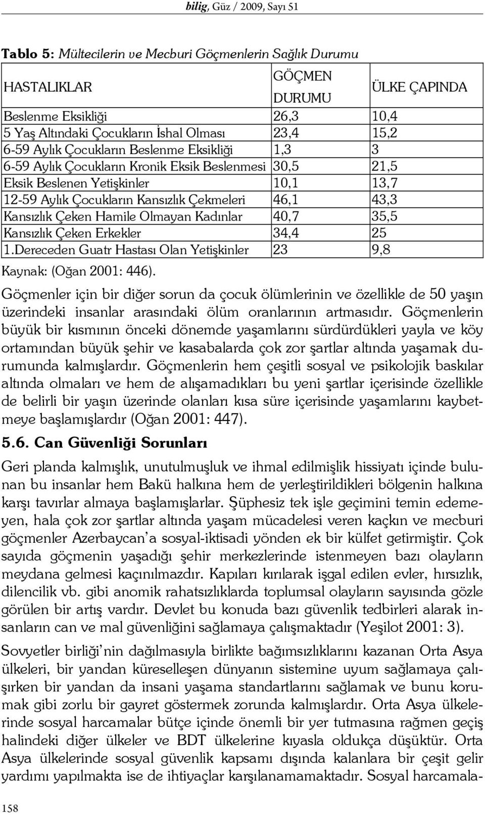 Kansızlık Çeken Hamile Olmayan Kadınlar 40,7 35,5 Kansızlık Çeken Erkekler 34,4 25 1.Dereceden Guatr Hastası Olan Yetişkinler 23 9,8 Kaynak: (Oğan 2001: 446).