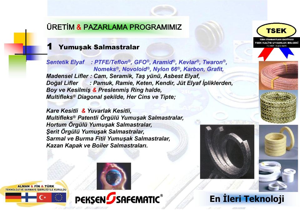 Multifleks Diagonal şekilde, Her Cins ve Tipte; Kare Kesitli & Yuvarlak Kesitli, Multifleks Patentli Örgülü Yumuşak Salmastralar, Hortum Örgülü