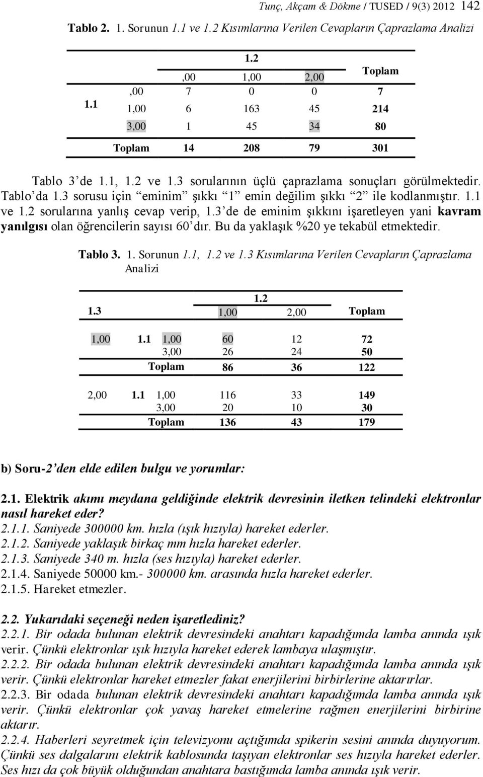 3 sorusu için eminim şıkkı 1 emin değilim şıkkı 2 ile kodlanmıştır. 1.1 ve 1.2 sorularına yanlış cevap verip, 1.