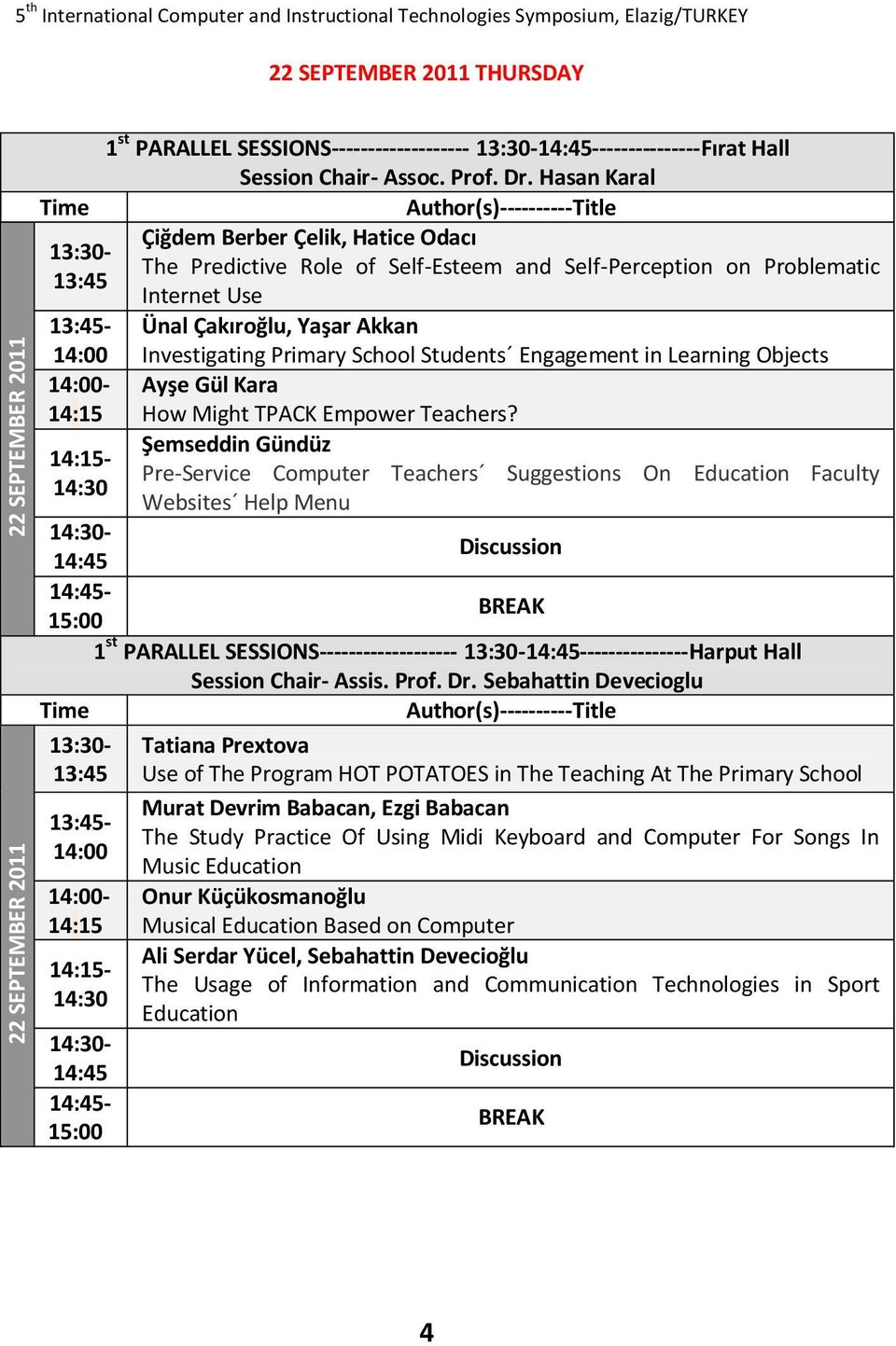 Primary School Students Engagement in Learning Objects 14:00- Ayşe Gül Kara 14:15 How Might TPACK Empower Teachers?