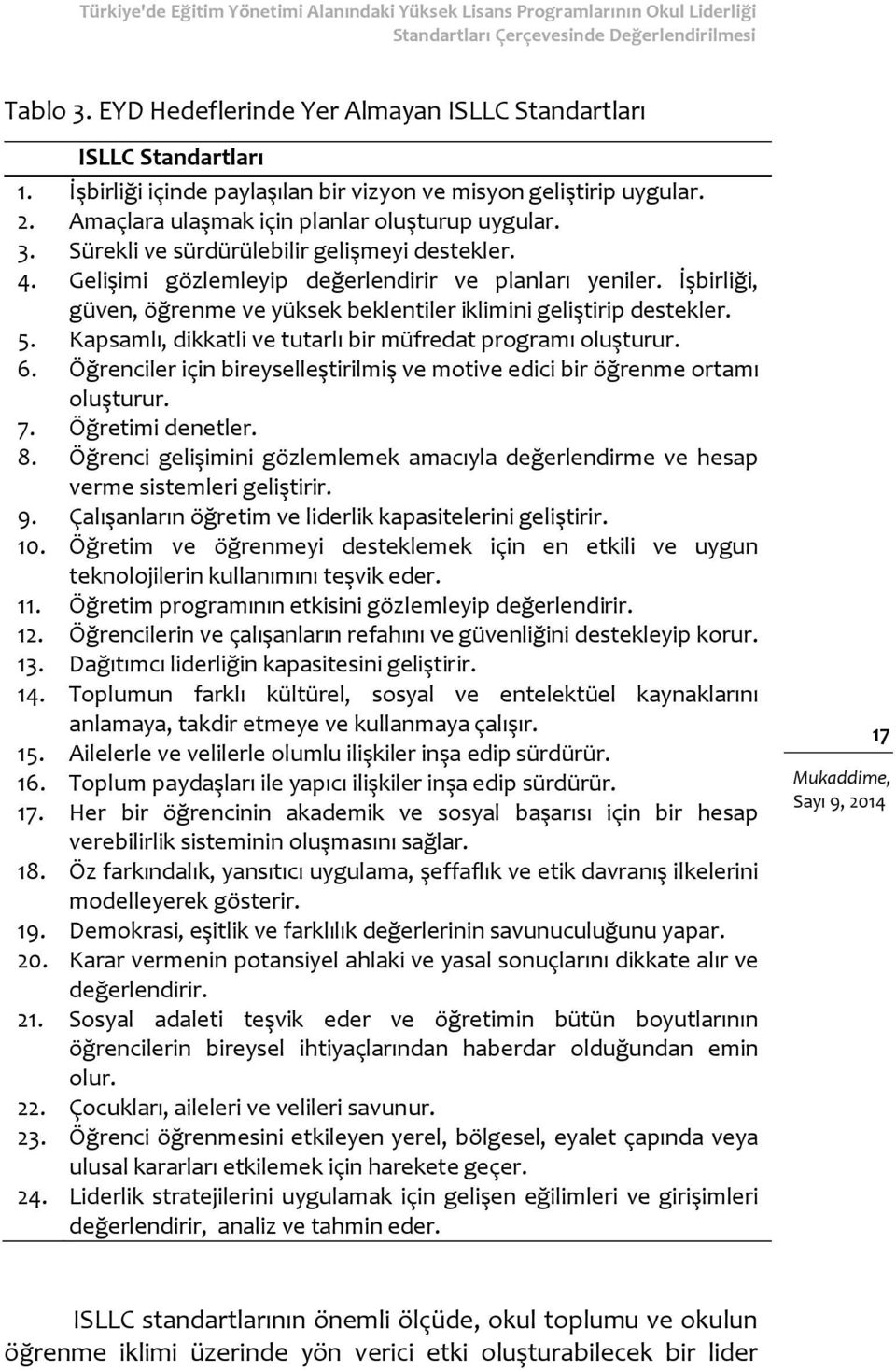 Sürekli ve sürdürülebilir gelişmeyi destekler. 4. Gelişimi gözlemleyip değerlendirir ve planları yeniler. İşbirliği, güven, öğrenme ve yüksek beklentiler iklimini geliştirip destekler. 5.