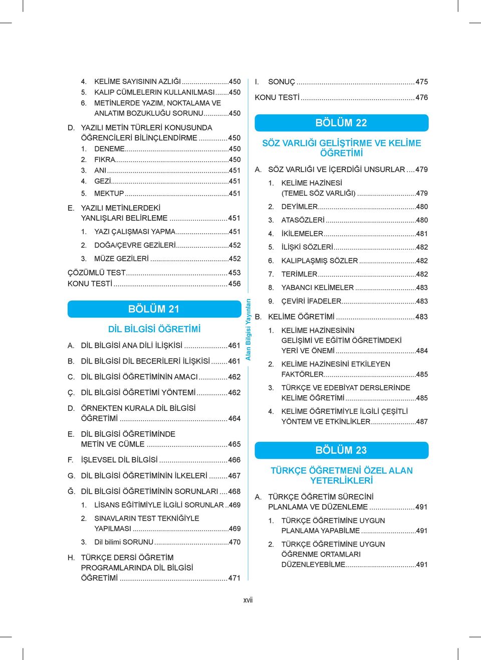 MÜZE GEZİLERİ...452 ÇÖZÜMLÜ TEST...453 KONU TESTİ...456 I. SONUÇ...475 KONU TESTİ...476 BÖLÜM 22 SÖZ VARLIĞI GELİŞTİRME VE KELİME ÖĞRETİMİ A. SÖZ VARLIĞI VE İÇERDİĞİ UNSURLAR... 479 1.