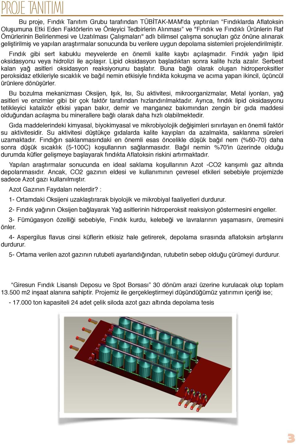 sistemleri projelendirilmiştir. Fındık gibi sert kabuklu meyvelerde en önemli kalite kaybı açılaşmadır. Fındık yağın lipid oksidasyonu veya hidrolizi ile açılaşır.