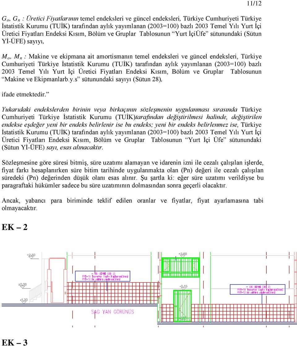 Türkiye Cumhuriyeti Türkiye İstatistik Kurumu (TUİK) tarafından aylık yayımlanan (2003=100) bazlı 2003 Temel Yılı Yurt İçi Üretici Fiyatları Endeksi Kısım, Bölüm ve Gruplar Tablosunun Makine ve