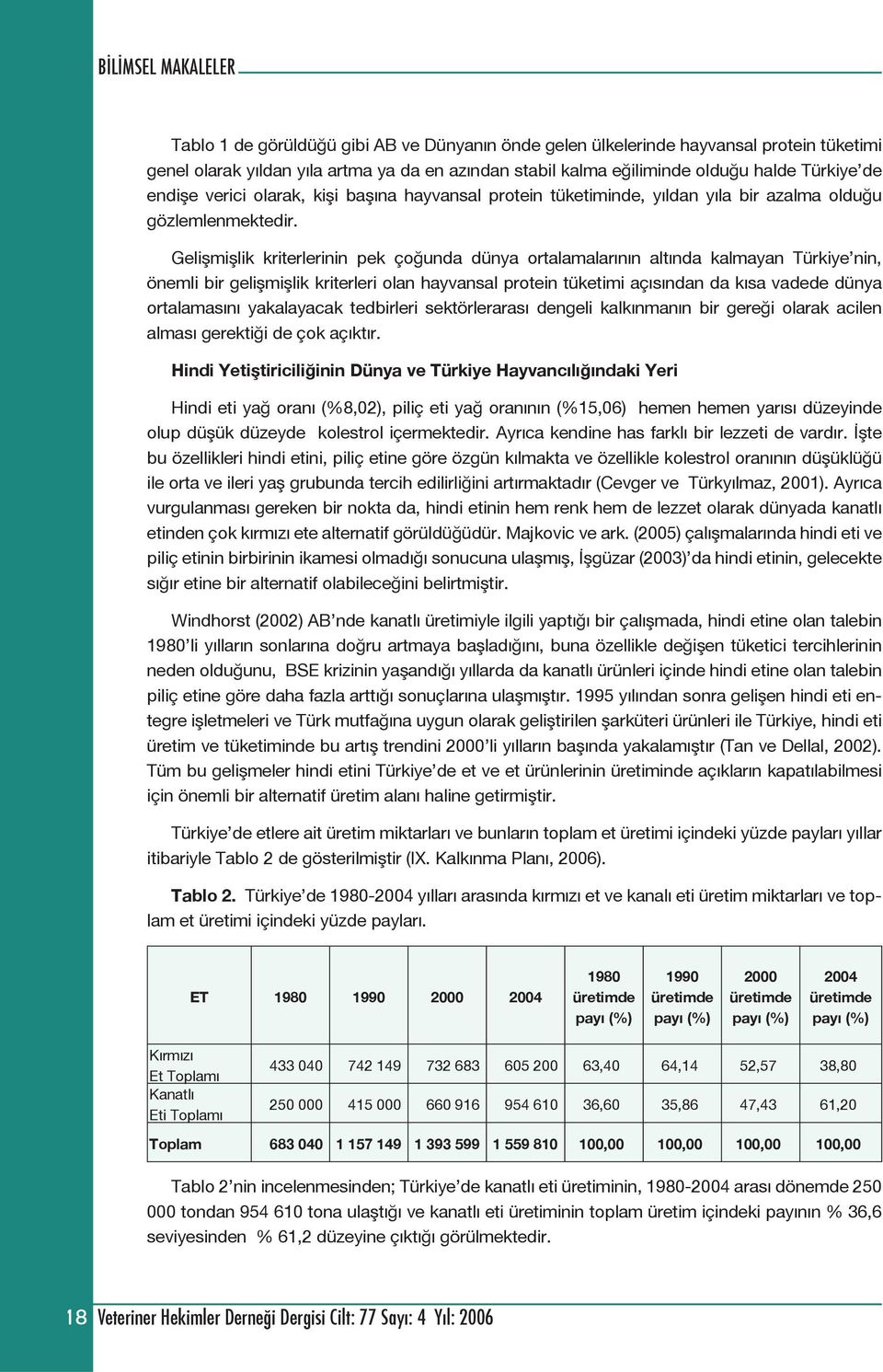 Gelişmişlik kriterlerinin pek çoğunda dünya ortalamalarının altında kalmayan Türkiye nin, önemli bir gelişmişlik kriterleri olan hayvansal protein tüketimi açısından da kısa vadede dünya ortalamasını