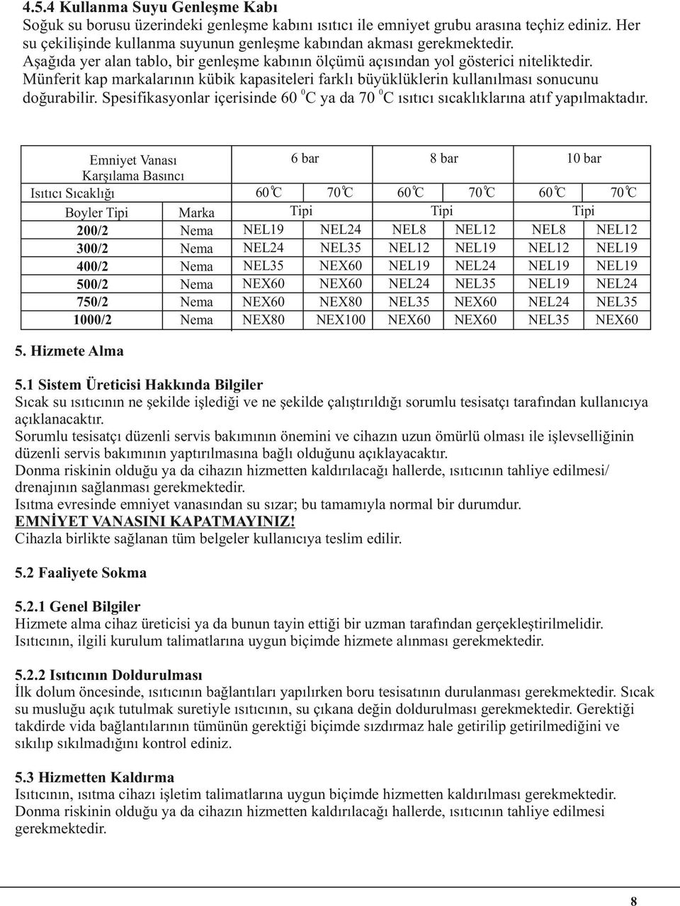 Spesifikasyonlar içerisinde 0 0C ya da 0 0C ısıtıcı sıcaklıklarına atıf yapılmaktadır.