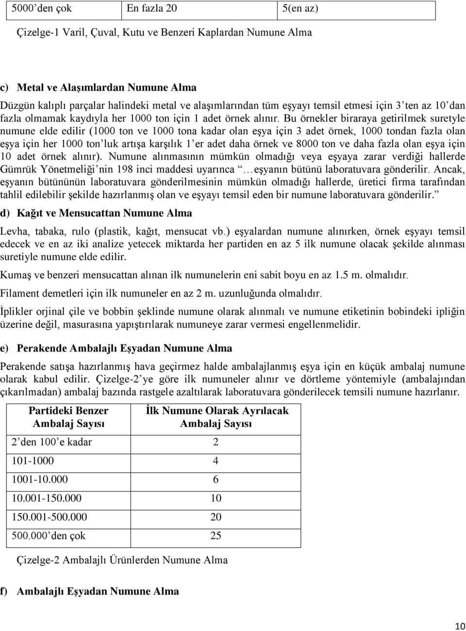 Bu örnekler biraraya getirilmek suretyle numune elde edilir (1000 ton ve 1000 tona kadar olan eģya için 3 adet örnek, 1000 tondan fazla olan eģya için her 1000 ton luk artıģa karģılık 1 er adet daha