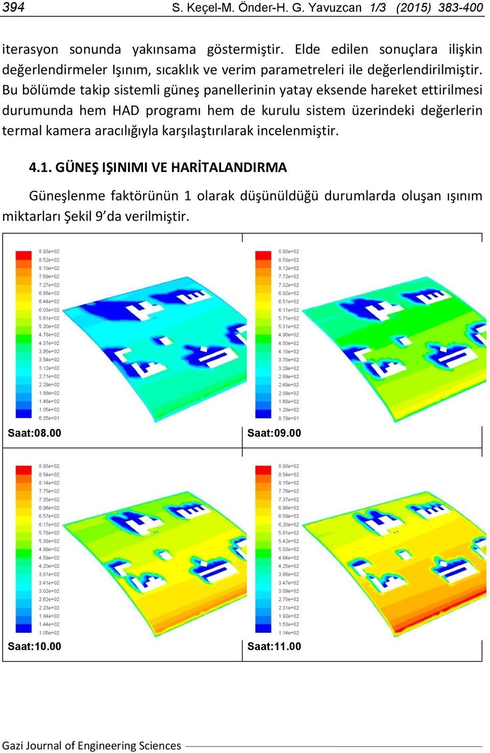 Bu bölümde takip sistemli güneş panellerinin yatay eksende hareket ettirilmesi durumunda hem HAD programı hem de kurulu sistem üzerindeki değerlerin termal