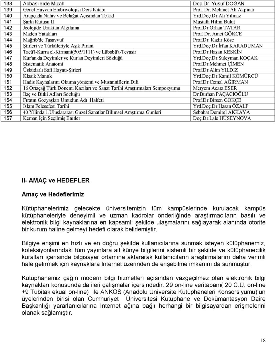 Dr.Hasan KESKİN 147 Kur'an'da Deyimler ve Kur'an Deyimleri Sözlüğü Yrd.Dç.Dr.Süleyman KOÇAK 148 Sistematik Anatmi Prf.Dr.Mehmet ÇİMEN 149 Üsküdarlı Safi Hayatı-Şirleri Prf.Dr.Alim YILDIZ 150 Klasik Mantık Yrd.