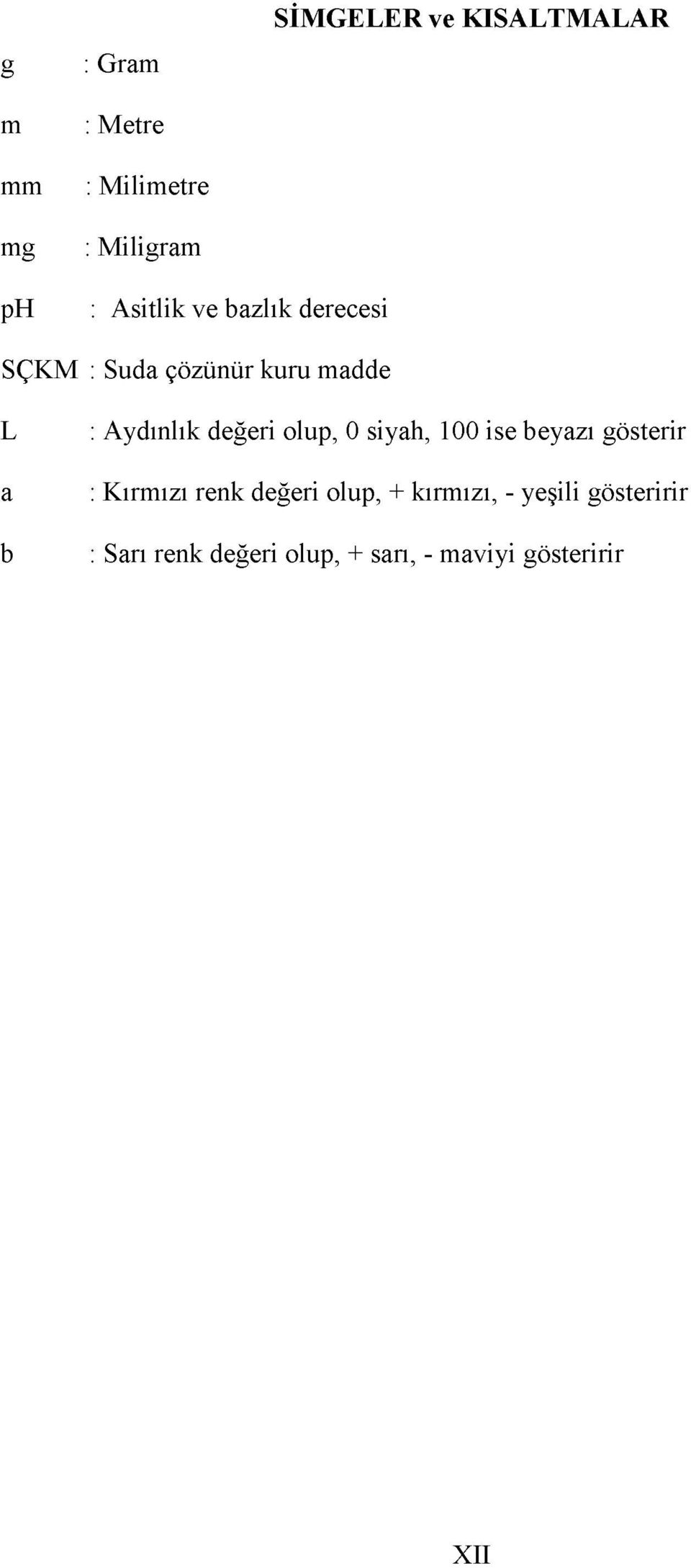 değeri olup, 0 siyah, 100 ise beyazı gösterir : Kırmızı renk değeri olup, +