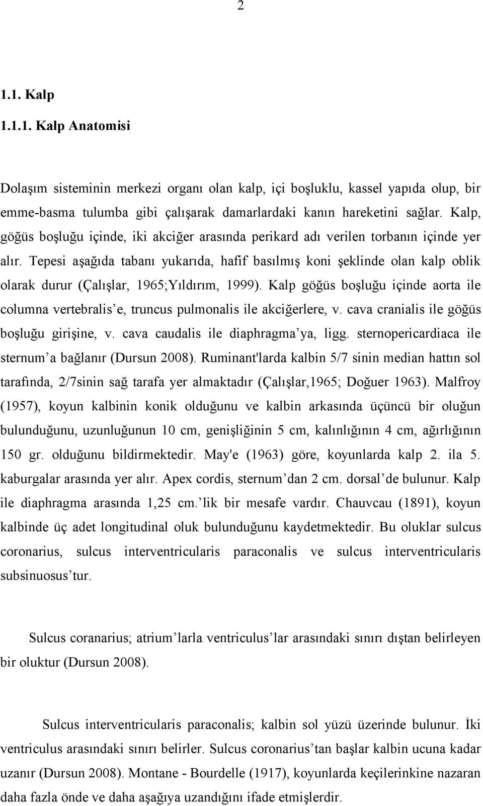 Tepesi aşağıda tabanı yukarıda, hafif basılmış koni şeklinde olan kalp oblik olarak durur (Çalışlar, 1965;Yıldırım, 1999).