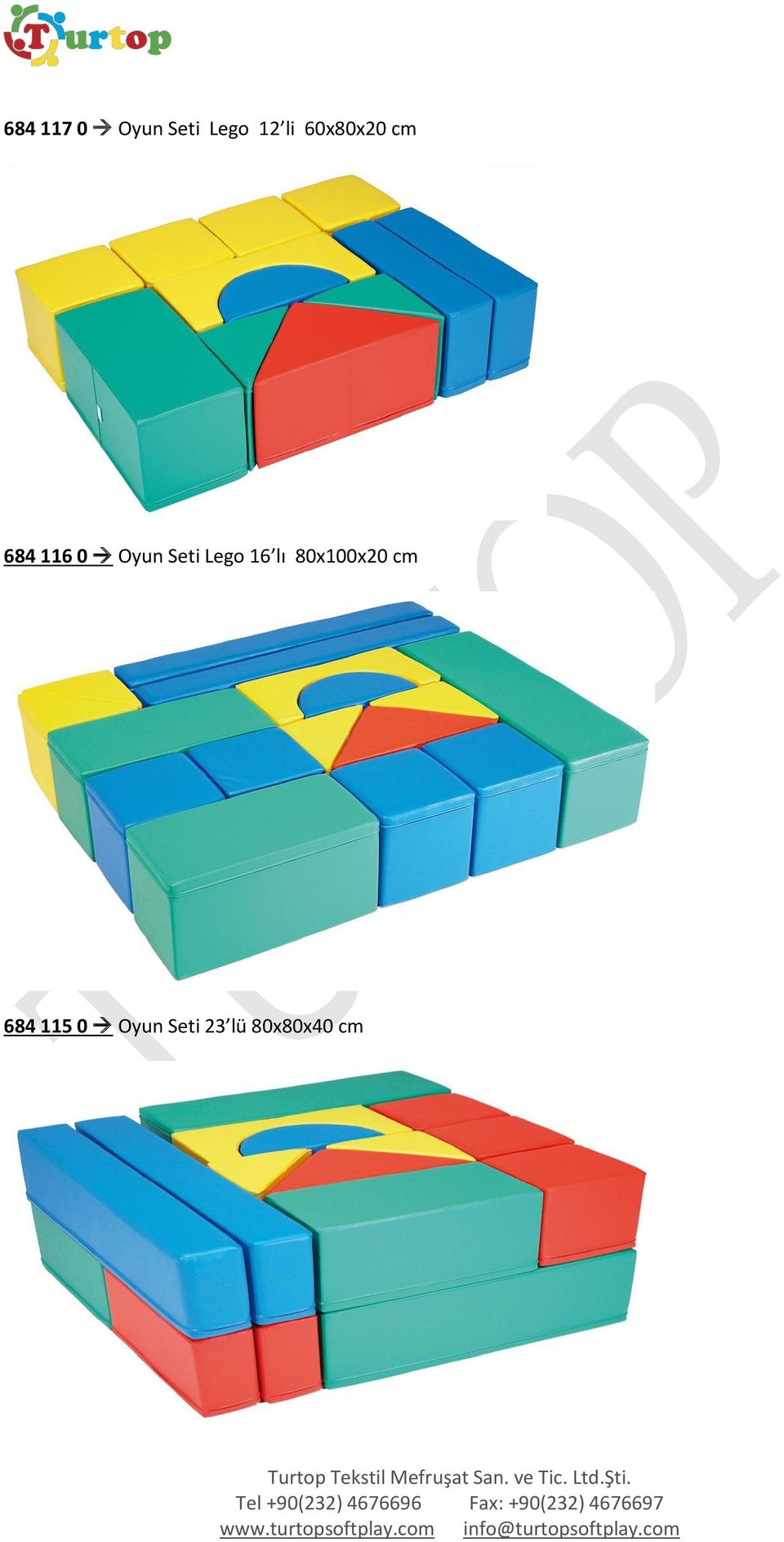 Seti Lego 16 lı 80x100x20 cm