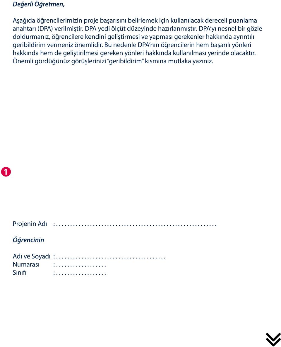 Bu nedenle DPA nın öğrencilerin hem başarılı yönleri hakkında hem de geliştirilmesi gereken yönleri hakkında kullanılması yerinde olacaktır.