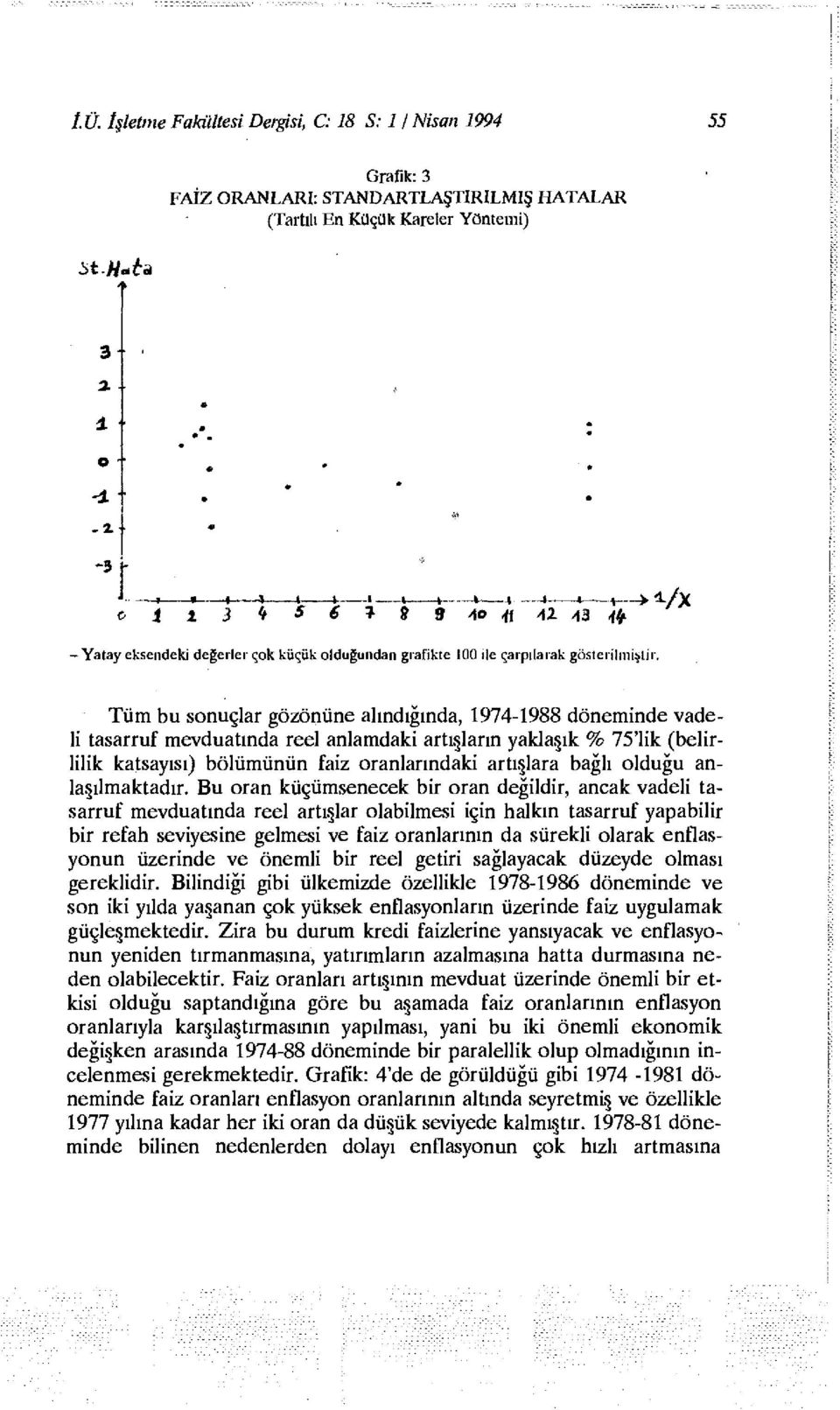 Tüm bu sonuçlar gözönüne alındığında, 1974-1988 döneminde vadeli tasarruf mevduatında reel anlamdaki artışların yaklaşık % 75'lik (belirlilik katsayısı) bölümünün faiz oranlarındaki artışlara bağlı