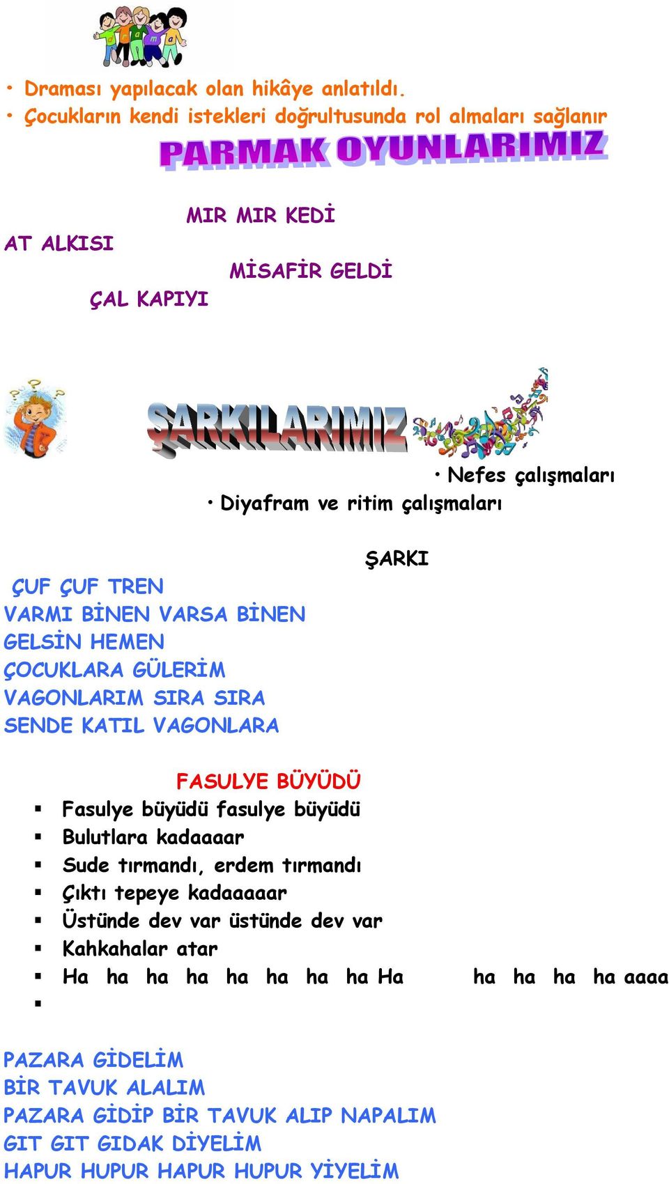 ÇUF ÇUF TREN VARMI BİNEN VARSA BİNEN GELSİN HEMEN ÇOCUKLARA GÜLERİM VAGONLARIM SIRA SIRA SENDE KATIL VAGONLARA ŞARKI FASULYE BÜYÜDÜ Fasulye büyüdü fasulye büyüdü