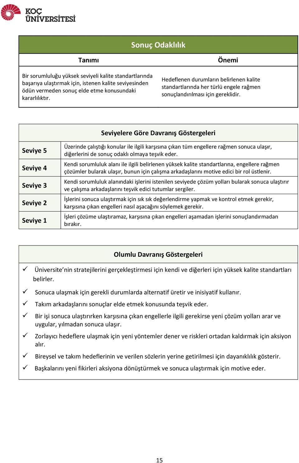 Üzerinde çalıştığı konular ile ilgili karşısına çıkan tüm engellere rağmen sonuca ulaşır, diğerlerini de sonuç odaklı olmaya teşvik eder.