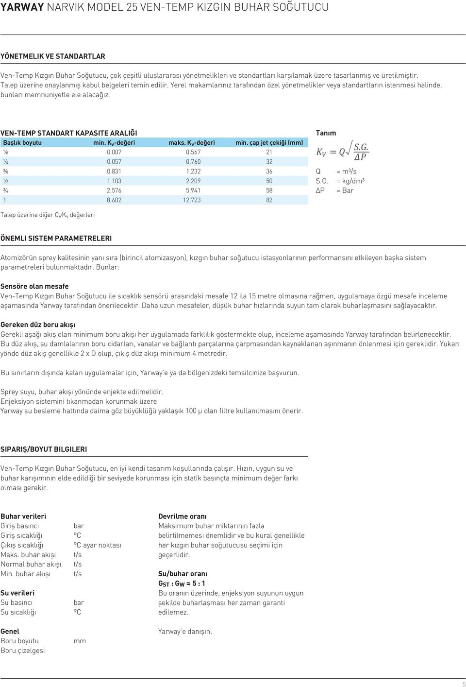 VEN-TEMP STANDART KAPASITE ARALIĞI Başlık boyutu min. K v -değeri maks. K v -değeri min. çap jet çekiği (mm) ⅛ 0.007 0.567 21 ¼ 0.057 0.760 32 ⅜ 0.831 1.232 36 ½ 1.103 2.209 50 ¾ 2.576 5.941 58 1 8.