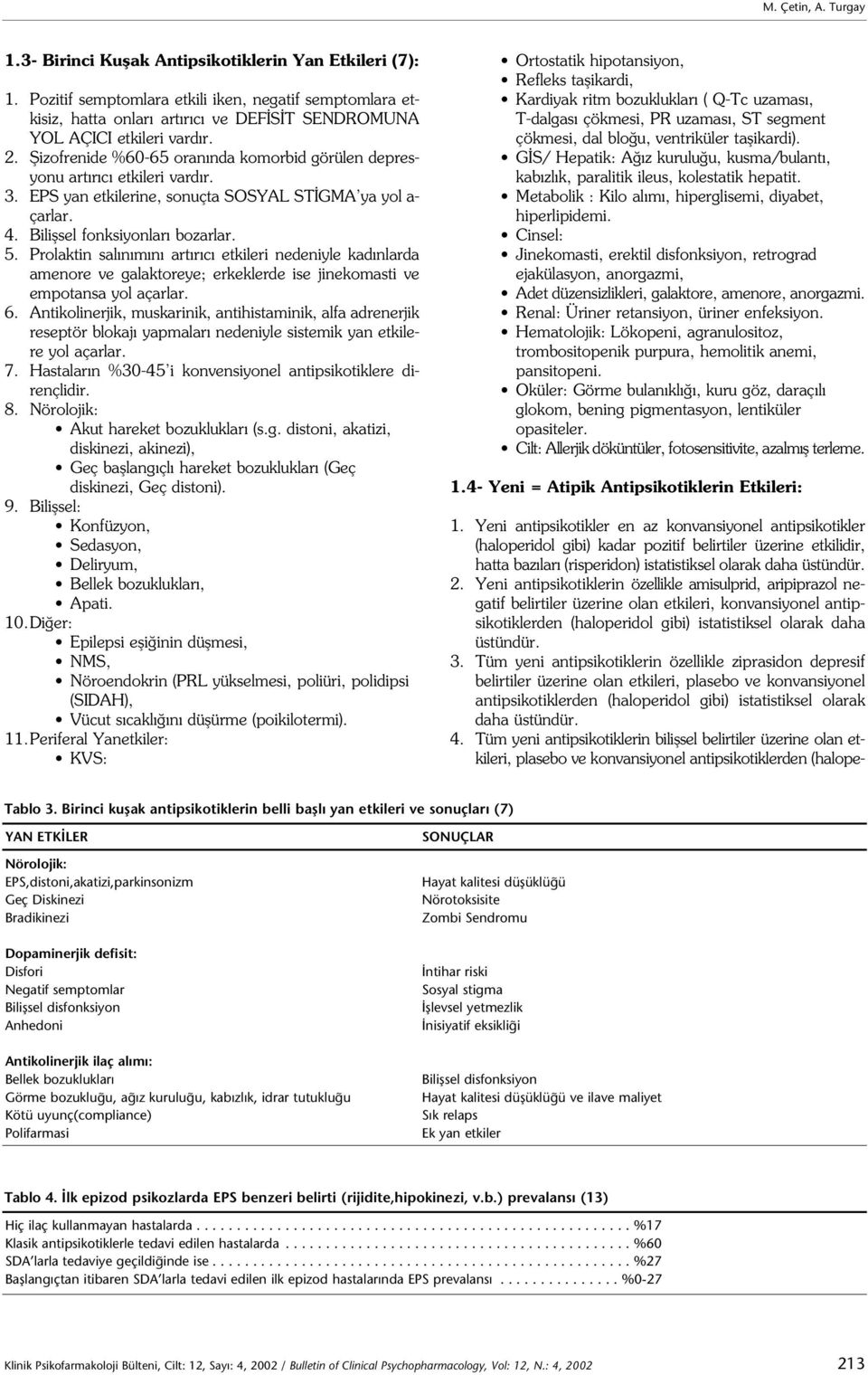 fiizofrenide %60-65 oran nda komorbid görülen depresyonu art r c etkileri vard r. 3. EPS yan etkilerine, sonuçta SOSYAL ST GMA ya yol a- çarlar. 4. Biliflsel fonksiyonlar bozarlar. 5.