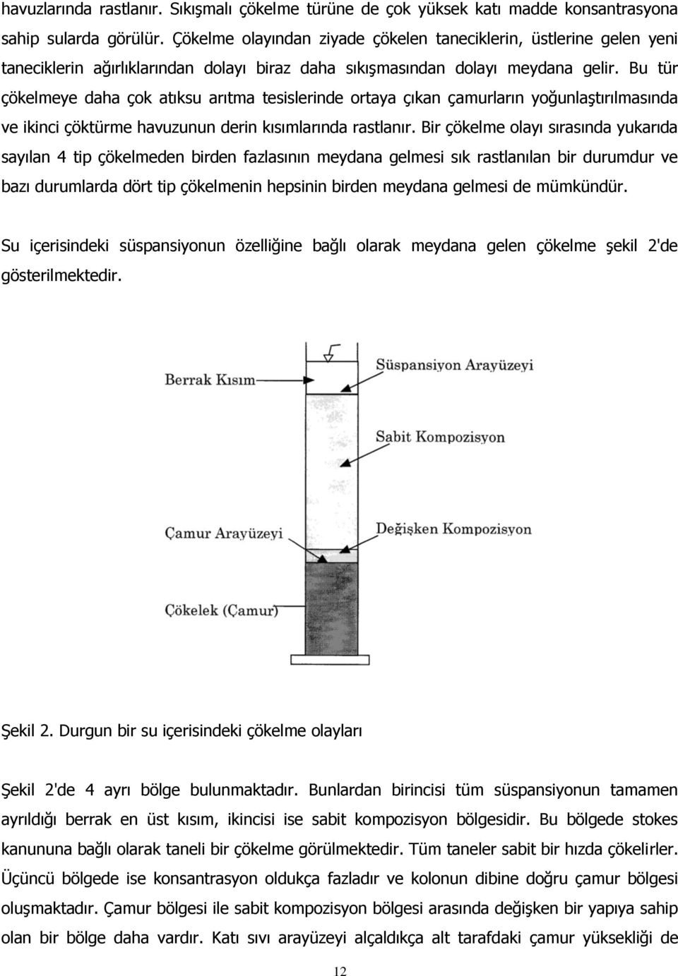 Bu tür çökelmeye daha çok atıksu arıtma tesislerinde ortaya çıkan çamurların yoğunlaştırılmasında ve ikinci çöktürme havuzunun derin kısımlarında rastlanır.