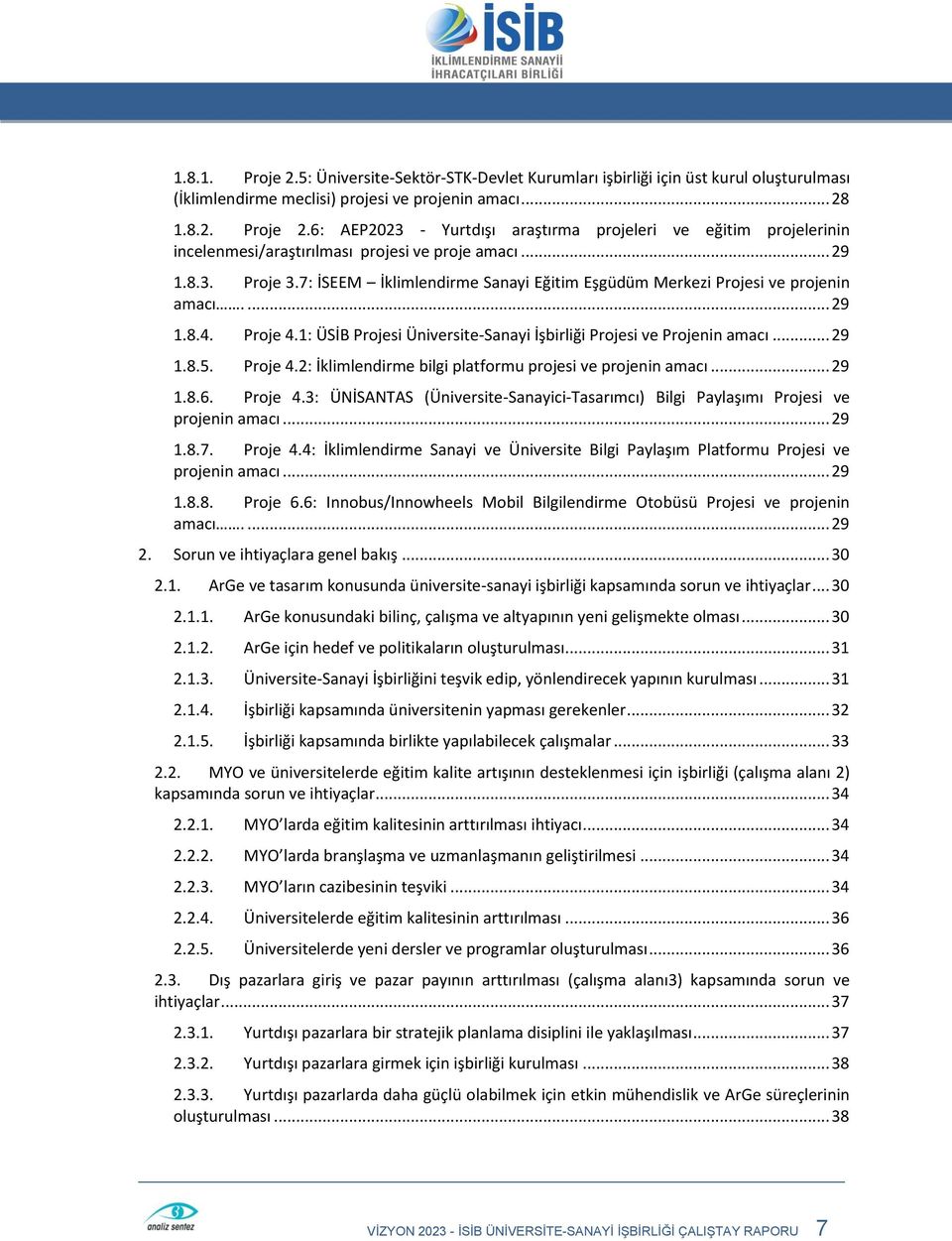 Proje 4.2: İklimlendirme bilgi platformu projesi ve projenin amacı... 29 1.8.6. Proje 4.3: ÜNİSANTAS (Üniversite-Sanayici-Tasarımcı) Bilgi Paylaşımı Projesi ve projenin amacı... 29 1.8.7. Proje 4.4: İklimlendirme Sanayi ve Üniversite Bilgi Paylaşım Platformu Projesi ve projenin amacı.