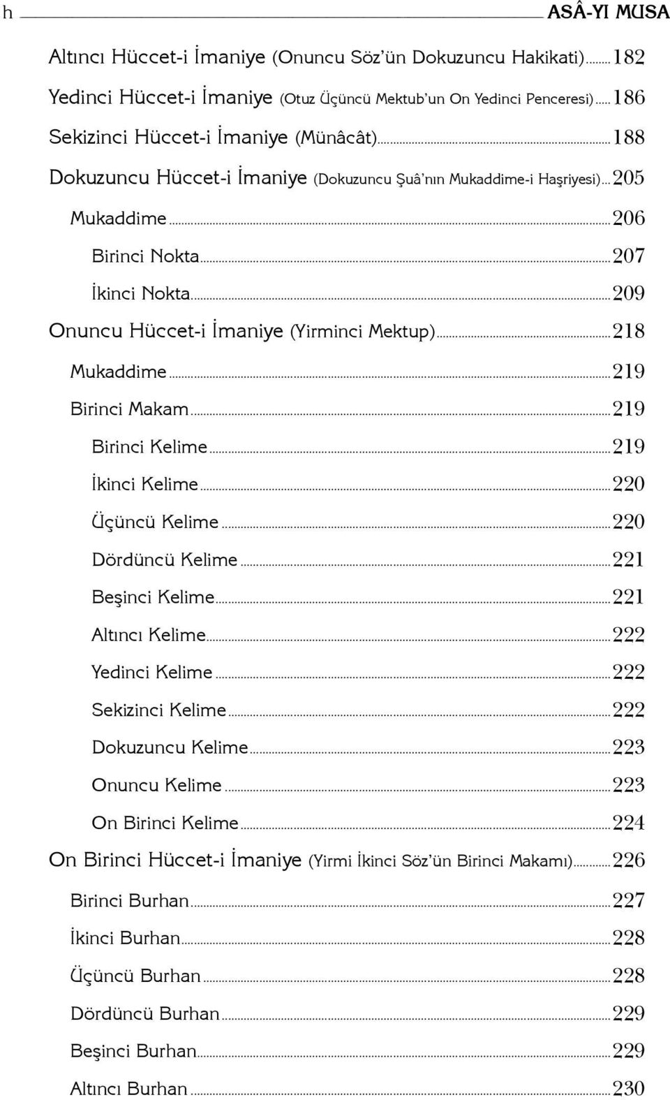 ..29 Birinci Makam...29 Birinci Kelime...29 İkinci Kelime...220 Üçüncü Kelime...220 Dördüncü Kelime...22 Beşinci Kelime...22 Altıncı Kelime...222 Yedinci Kelime...222 Sekizinci Kelime.