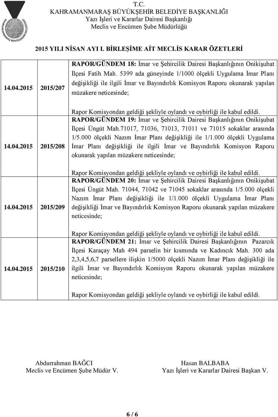 İlçesi Üngüt Mah.71017, 71036, 71013, 71011 ve 71015 sokaklar arasında 1/5.000 ölçekli Nazım İmar Planı değişikliği ile 1/1.