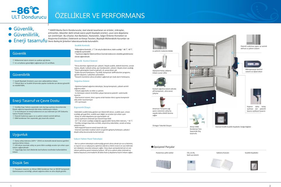 Bu cihazlar; Kan Bankaları, Hastaneler, Salgın Önleme Hizmetleri ve Araştırma Enstitüleri, Elektronik ve Kimya Tesisleri, Biyolojik Mühendislik Kurumları ve Deniz Balıkçılık Şirketleri