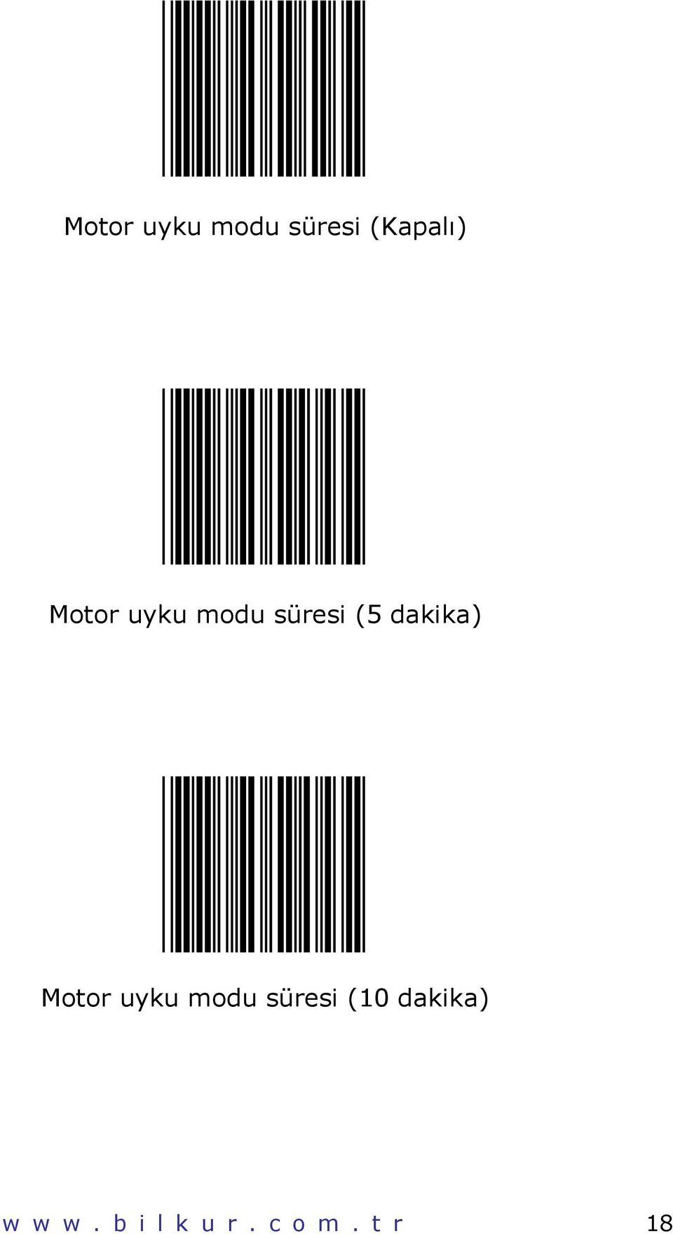 Motor uyku modu süresi (10