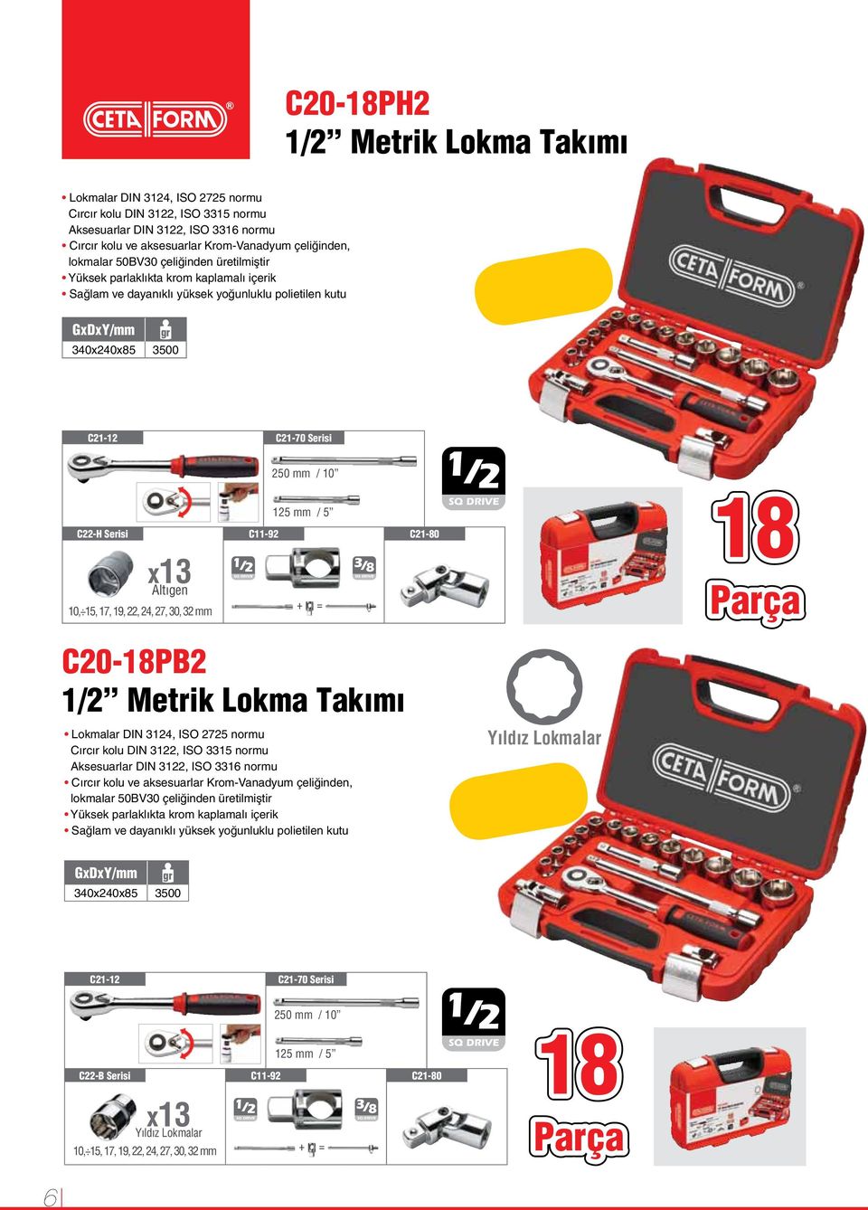 C0-18PB Metrik Lokma Takımı 340x40x85 3500 C1-1 C1-70 Serisi 15