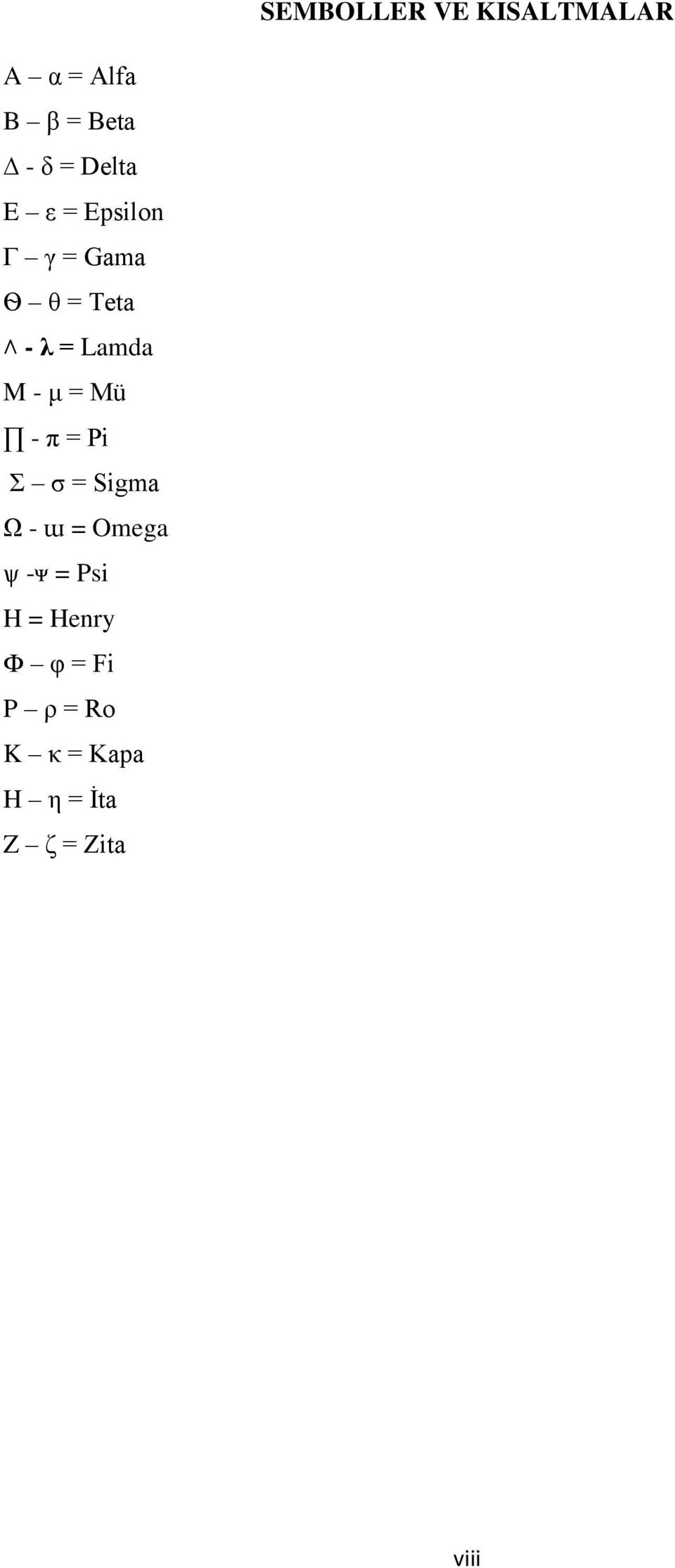 - μ = Mü - π = Pi Σ ζ = Sigma Ω - ɯ = Omega ѱ -ᴪ = Psi H