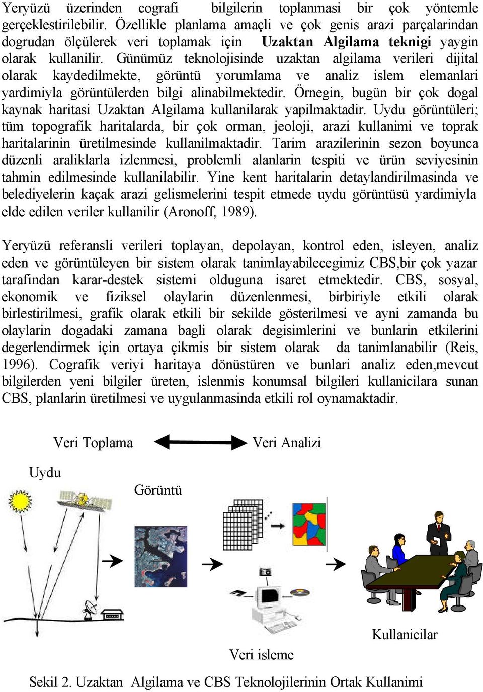 Günümüz teknolojisinde uzaktan algilama verileri dijital olarak kaydedilmekte, görüntü yorumlama ve analiz islem elemanlari yardimiyla görüntülerden bilgi alinabilmektedir.