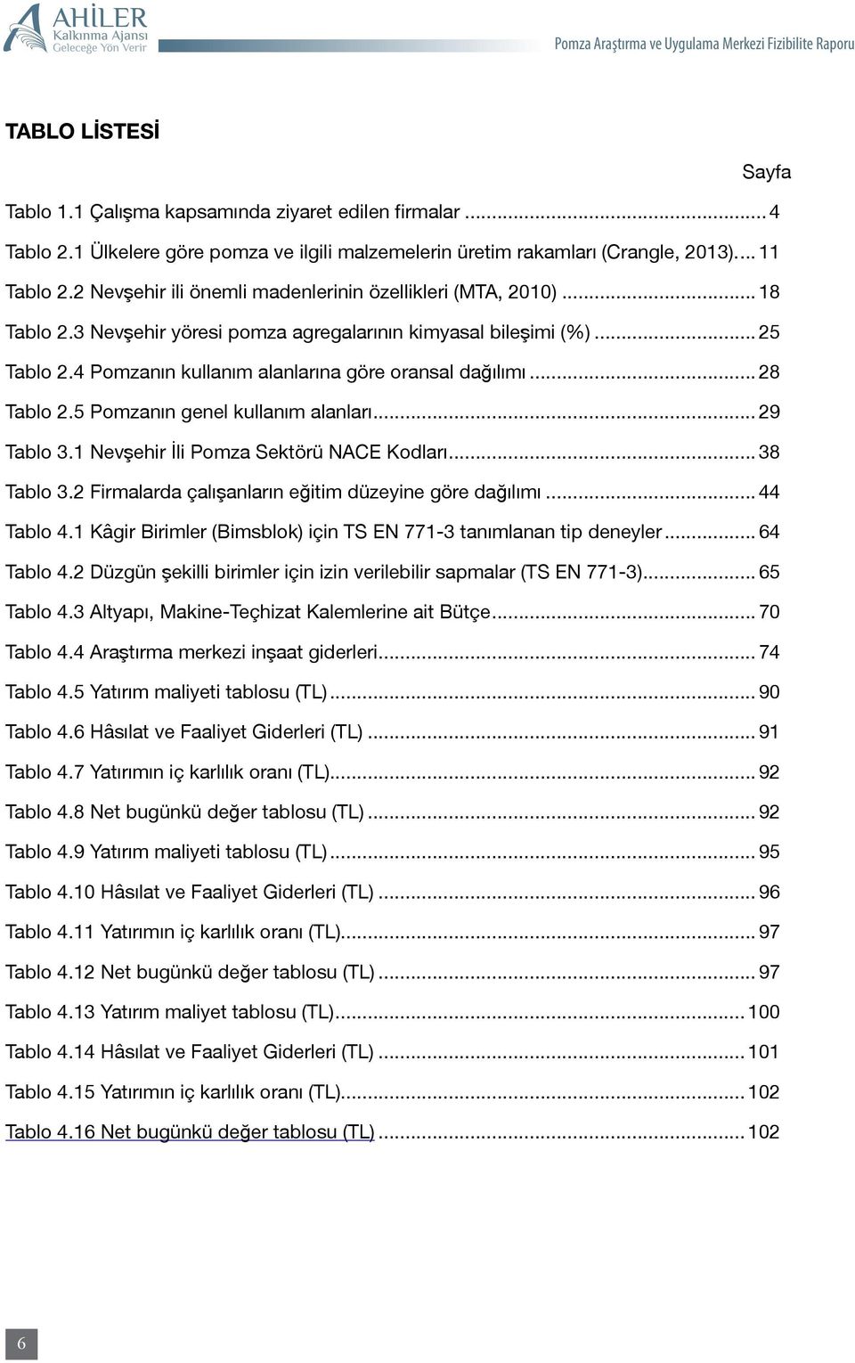 .. 28 Tablo 2.5 Pomzanın genel kullanım alanları... 29 Tablo 3.1 Nevşehir İli Pomza Sektörü NACE Kodları... 38 Tablo 3.2 Firmalarda çalışanların eğitim düzeyine göre dağılımı... 44 Tablo 4.