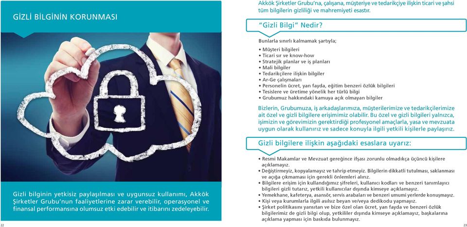 fayda, eğitim benzeri özlük bilgileri Tesislere ve üretime yönelik her türlü bilgi Grubumuz hakkındaki kamuya açık olmayan bilgiler Bizlerin, Grubumuza, iş arkadaşlarımıza, müşterilerimize ve