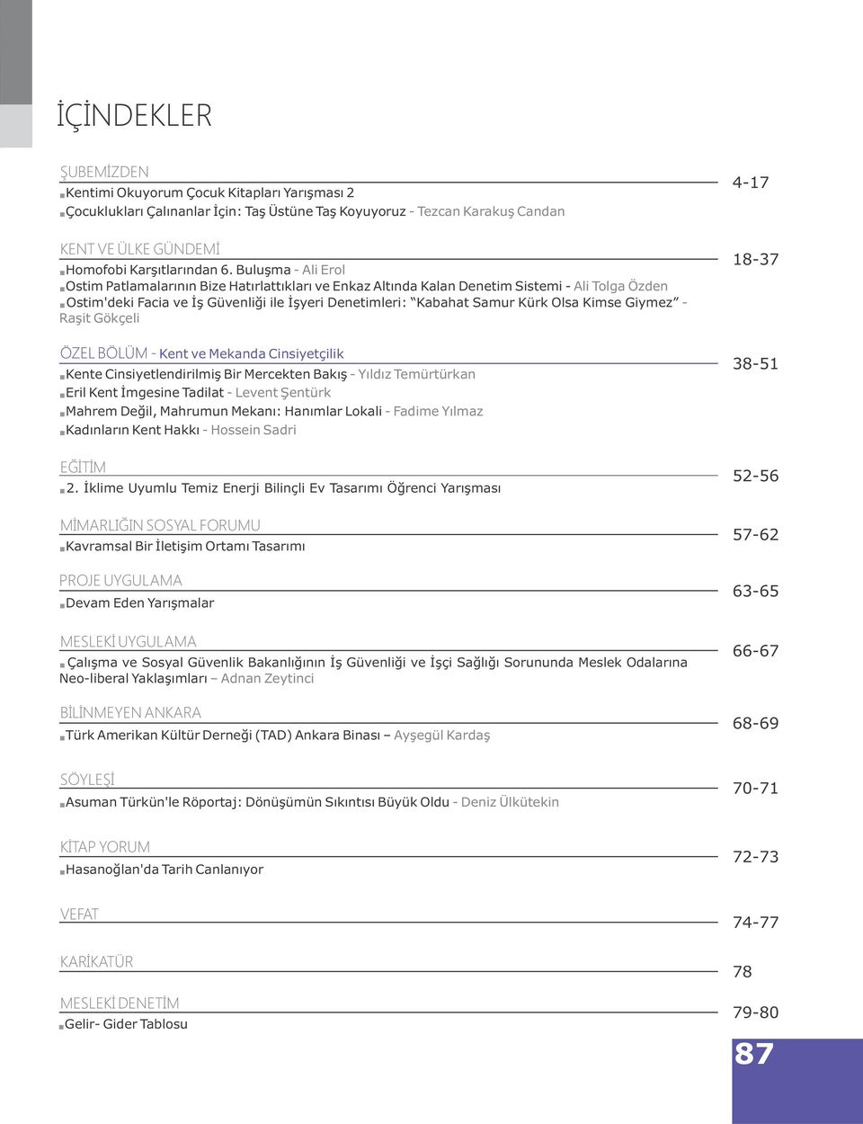 Kimse Giymez - Raþit Gökçeli 4-17 18-37 ÖZEL BÖLÜM - Kent ve Mekanda Cinsiyetçilik Kente Cinsiyetlendirilmiþ Bir Mercekten Bakýþ - Yýldýz Temürtürkan Eril Kent Ýmgesine Tadilat - Levent Þentürk