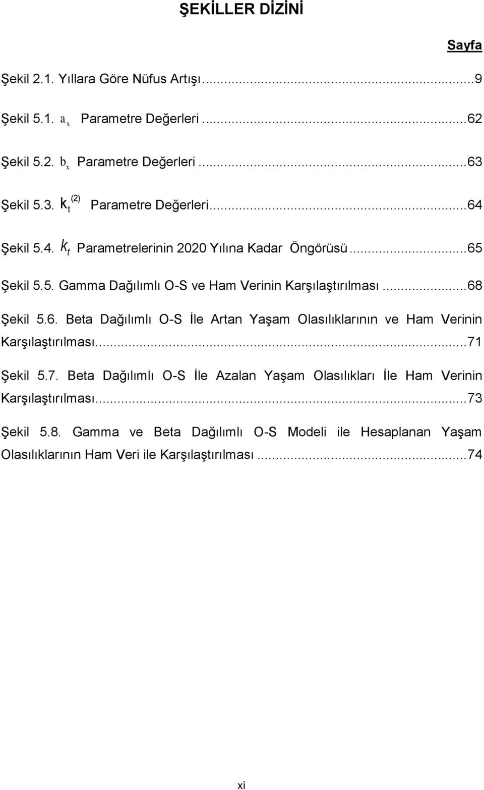 .. 68 Şekil 5.6. Beta Dağılımlı O-S İle Artan Yaşam Olasılıklarının ve Ham Verinin Karşılaştırılması... 71