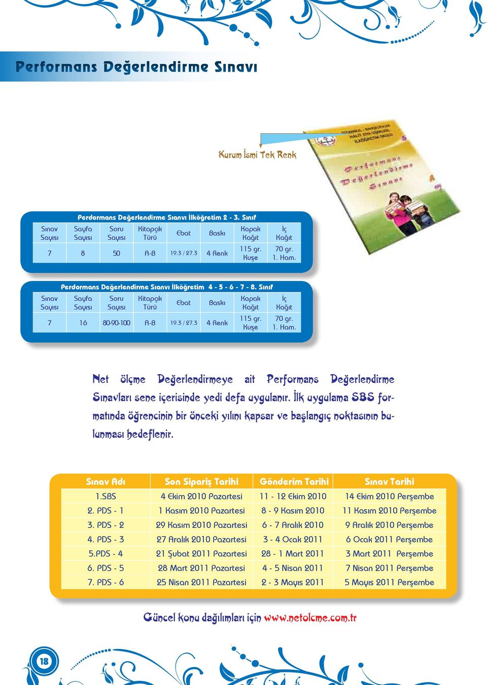 uşe İç ağıt 70 gr. 1. Ham. Net ölçme Değerlendirmeye ait Performans Değerlendirme Sınavları sene içerisinde yedi defa uygulanır.