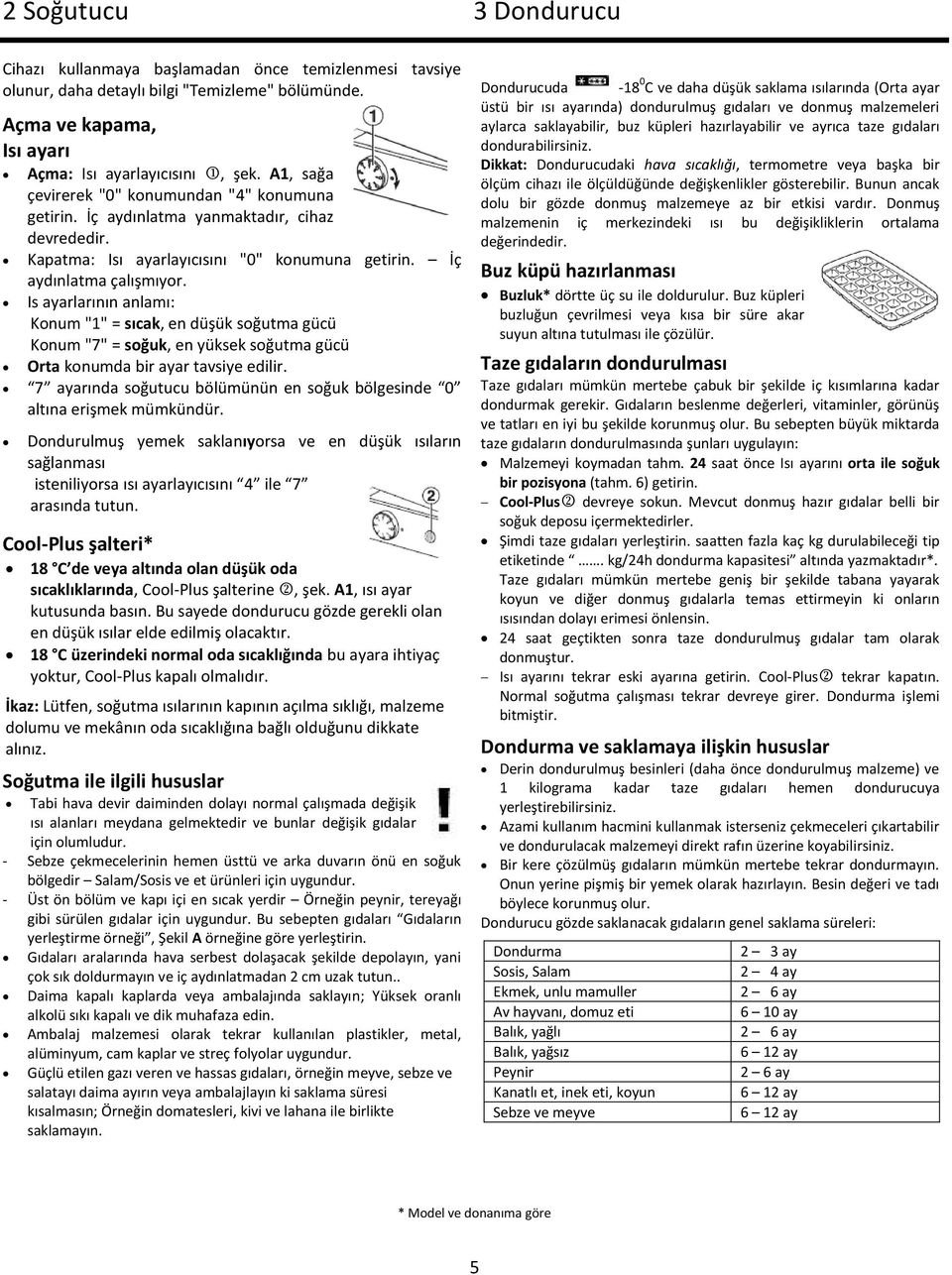 Is ayarlarının anlamı: Konum "1" = sıcak, en düşük soğutma gücü Konum "7" = soğuk, en yüksek soğutma gücü Orta konumda bir ayar tavsiye edilir.