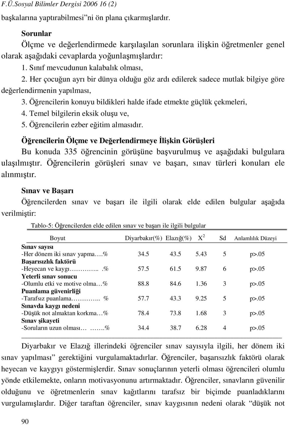 Her çocuğun ayrı bir dünya olduğu göz ardı edilerek sadece mutlak bilgiye göre değerlendirmenin yapılması, 3. Öğrencilerin konuyu bildikleri halde ifade etmekte güçlük çekmeleri, 4.