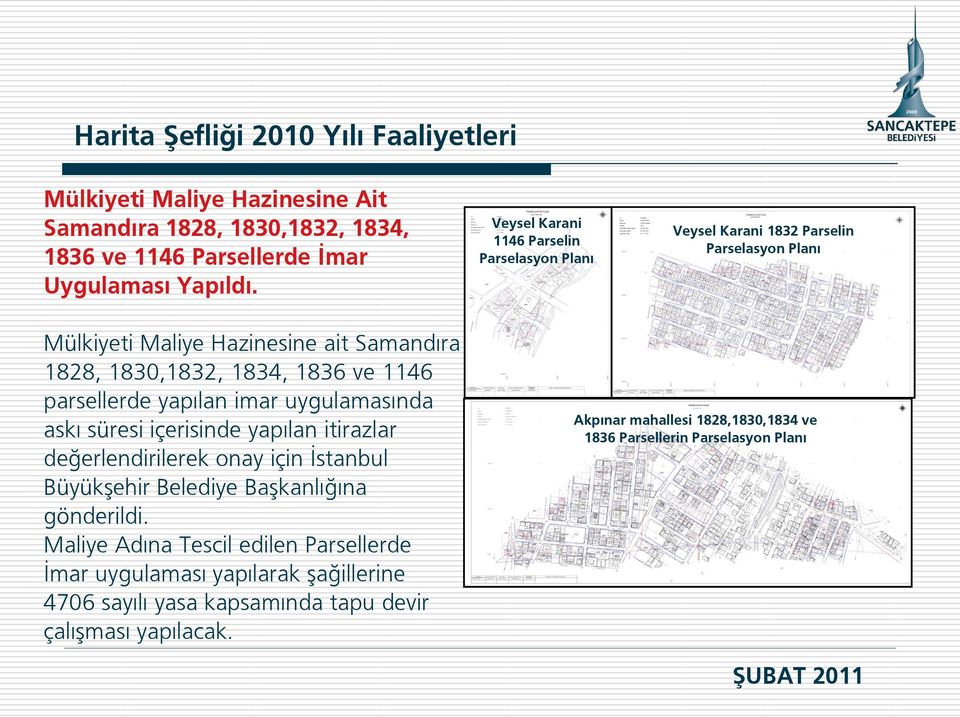 parsellerde yapılan imar uygulamasında askı süresi içerisinde yapılan itirazlar değerlendirilerek onay için İstanbul Büyükşehir Belediye Başkanlığına gönderildi.