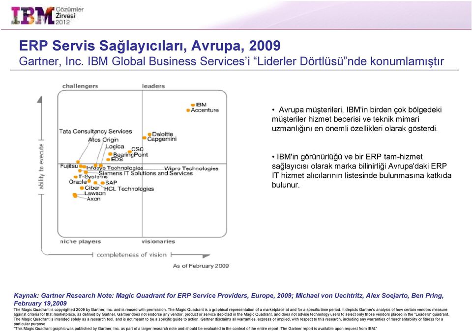 gösterdi. IBM'in görünürlüğü ve bir ERP tam-hizmet sağlayıcısı olarak marka bilinirliği Avrupa'daki ERP IT hizmet alıcılarının listesinde bulunmasına katkıda bulunur.