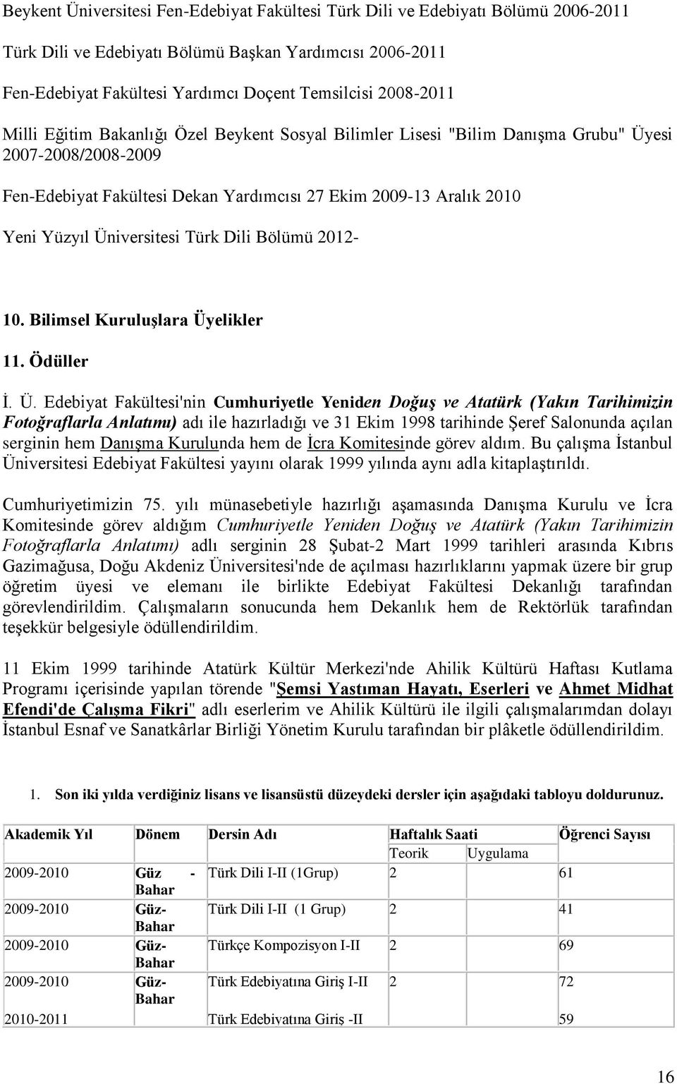 Üniversitesi Türk Dili Bölümü 2012-10. Bilimsel Kuruluşlara Üy